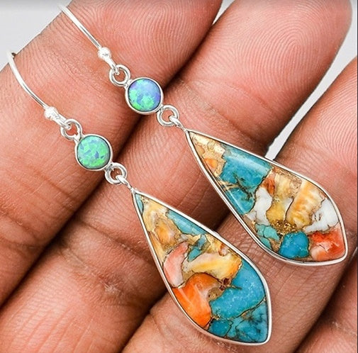 Vintage Mulcolor Silver Color Dangle Earrings