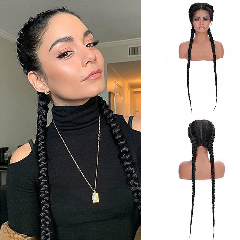 Middle part 36 inch double Braided Wig Lace Fron Braided Wig