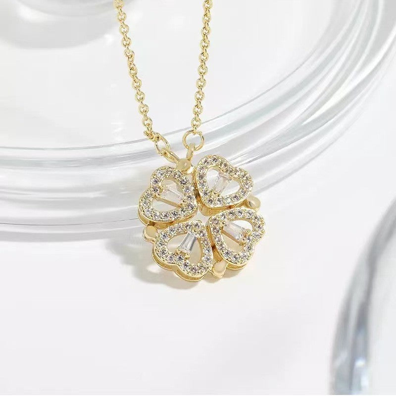 Heart Shape Folding Clavicle Chain Necklace