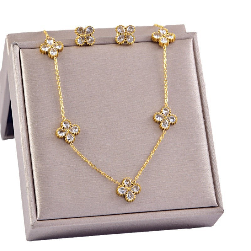 Vintage Floral Jewelry Set with Necklace Earrings Bracelet