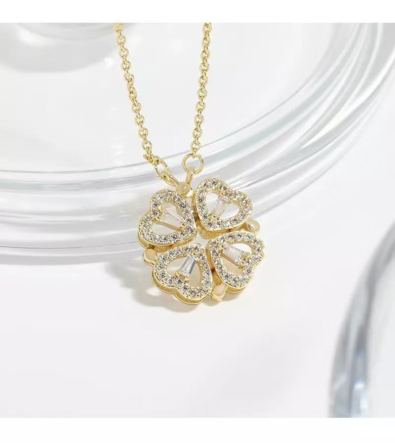 Heart Shape Folding Clavicle Chain Necklace
