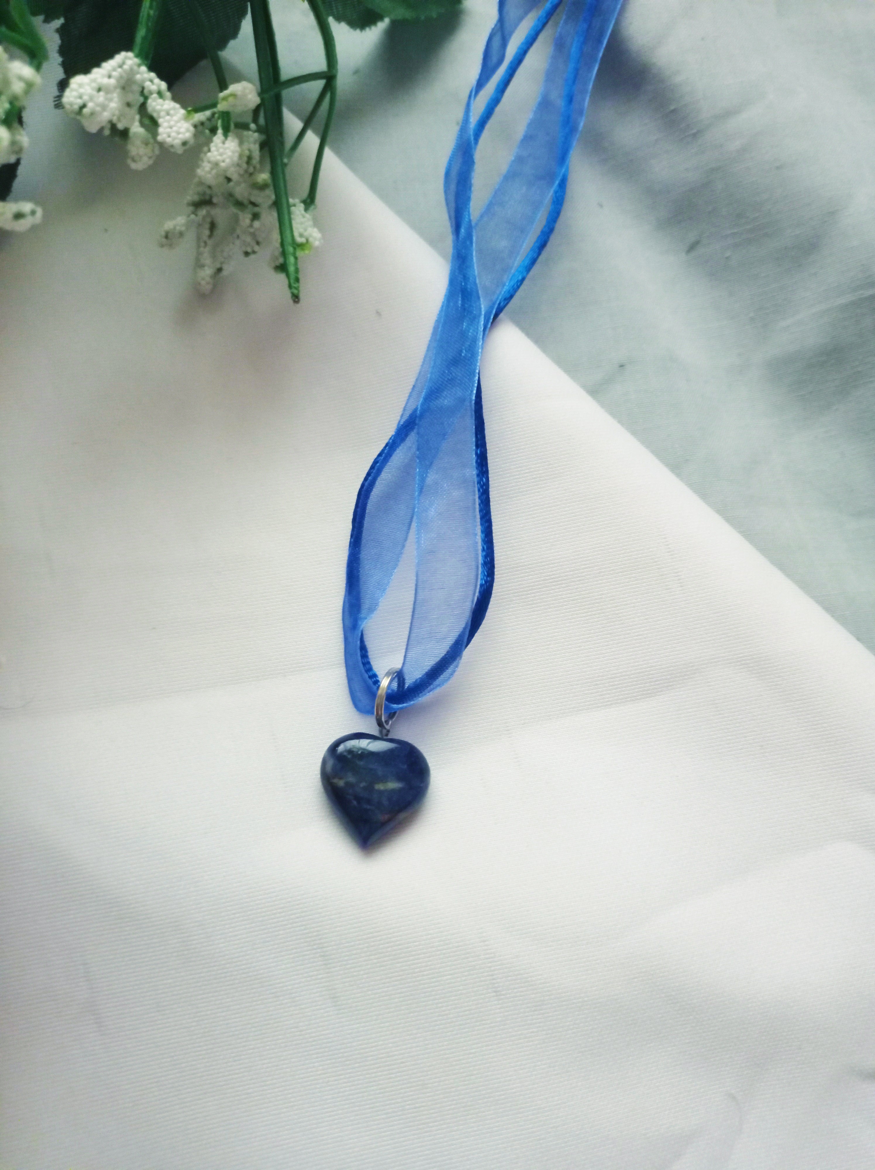 Sodalite Necklace, Blue Necklace, Heart Necklace, Sodalite Gemstone | by nlanlaVictory